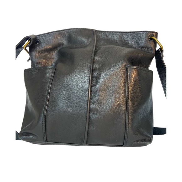 Fossil Crossbody Hobo Messenger Bag - Black Leather - Picture 2 of 14